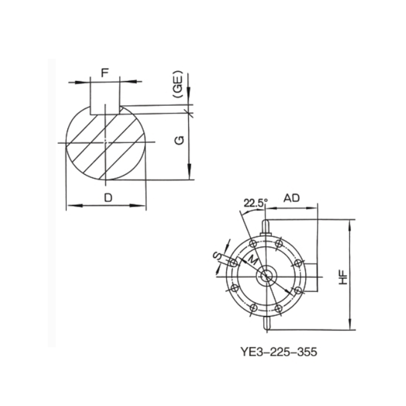 立式安裝、機(jī)座不帶底腳、端蓋上有凸緣的電動(dòng)機(jī)